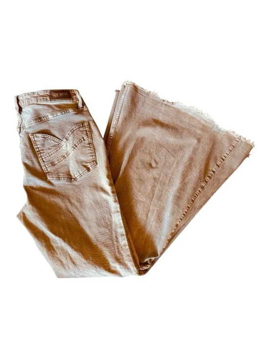 Shyanne Khaki Brown High-Rise Super Flare Western Jeans Raw Hem Women’s 33 X 32 - Picture 9 of 13